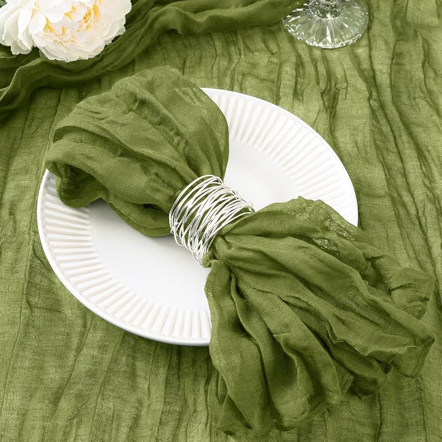 DeZerlor 20 Pack Olive Green Cheesecloth Napkins Summer Cloth Napkins Set of 20 Dinner Napkins Bu... | Amazon (US)
