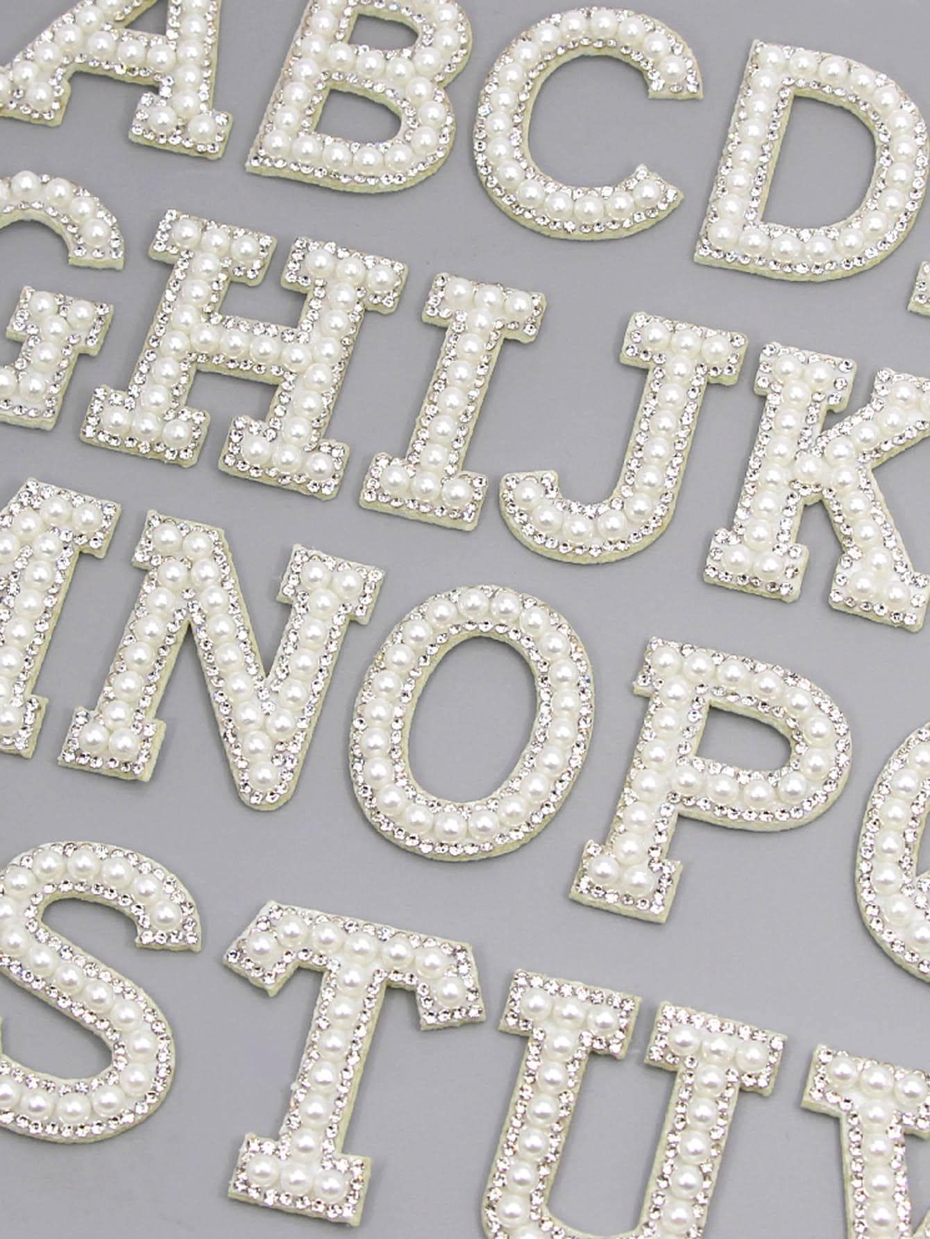 26 English Letters Faux Pearl Rhinestone Patches For Clothes A-Z Alphabet Pearl Rhinestones Appli... | SHEIN