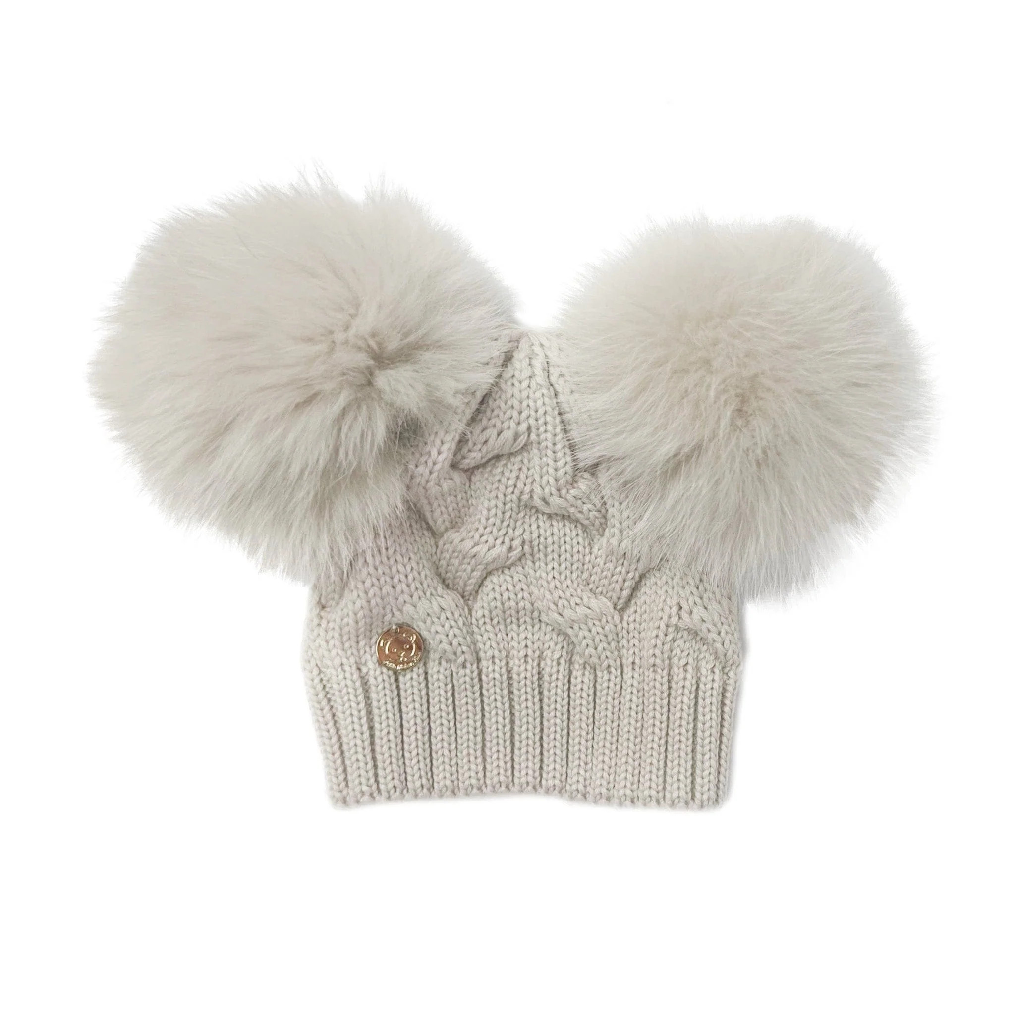 Sandstone Merino Wool Kids Double Pom Hat | petite maison kids