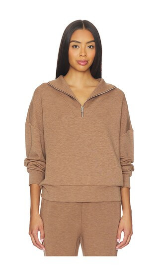 Varley Hawley Half Zip Sweater in Brown. - size XL | Revolve Clothing (Global)