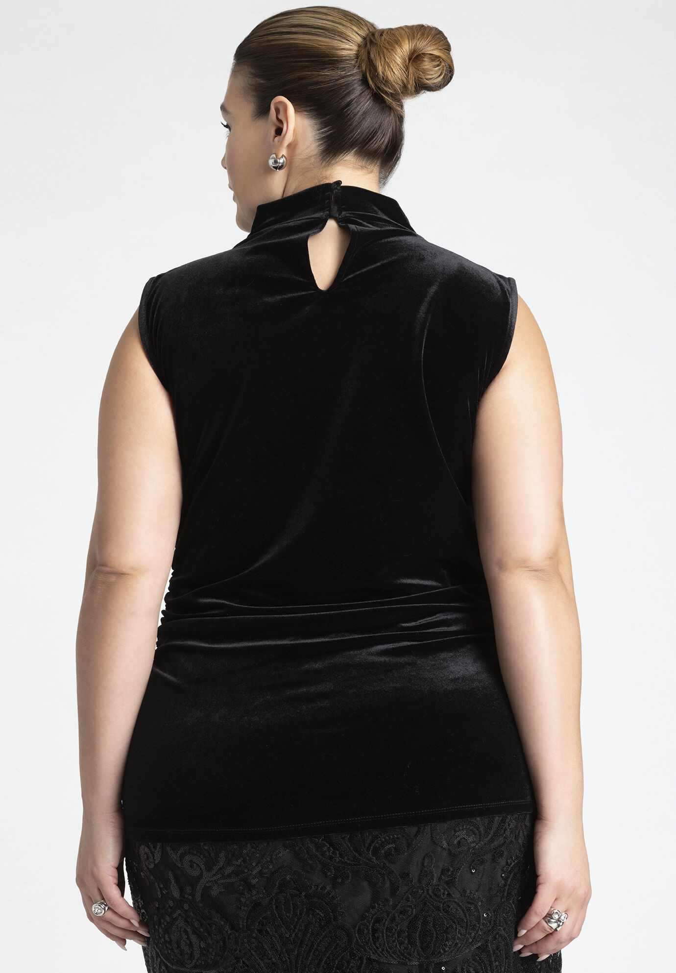 Funnel Neck Velvet Shell | Eloquii