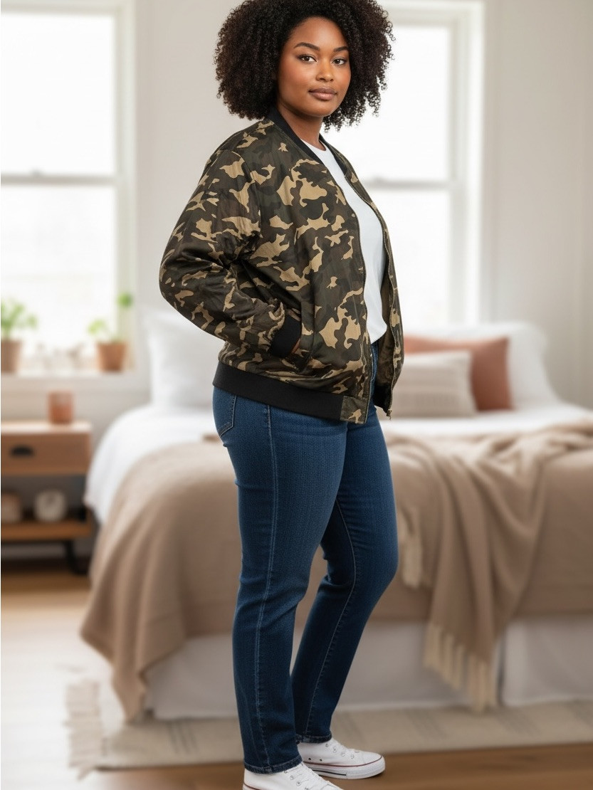 Camo Bomber Jacket In Olive And Tan - Women's | Poshmark