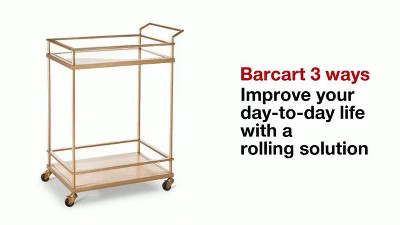 Metal, Wood, and Leather Bar Cart - Gold - Threshold™ | Target