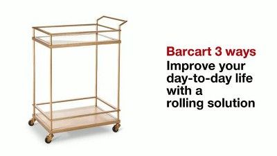 Metal, Wood, and Leather Bar Cart - Gold - Threshold&#8482; | Target