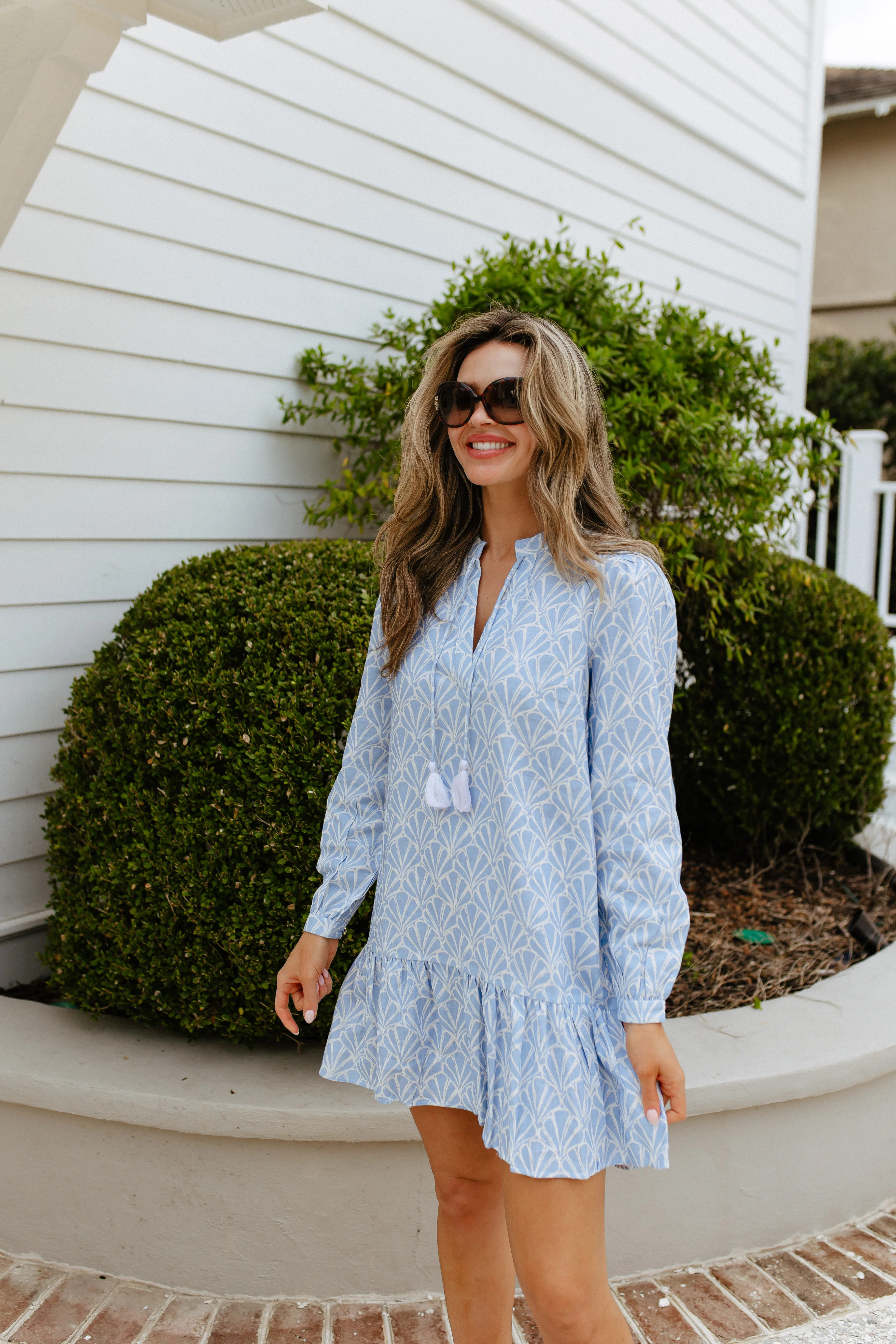 Seashell Print Ruffle Hem Dress | Sail to Sable