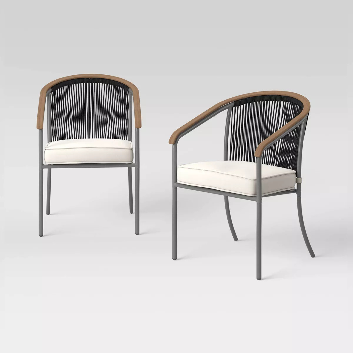 2pc Apex Mixed Material Outdoor Patio Dining Chairs Arm Chairs Black - Threshold™ | Target