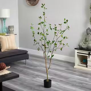 Nearly Natural 5 ft. Artificial Minimalist Citrus Tree T2762 - The Home Depot | The Home Depot