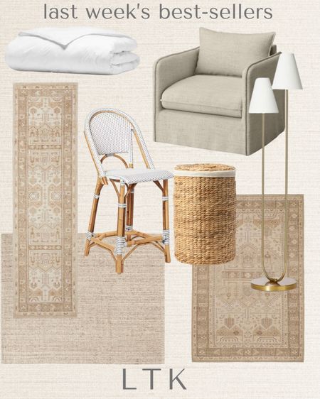 Last week’s best-sellers
Bedding 
Area rugs
Accent chairs
Serena and Lily 
Floor lamp
Target 
Baskets
Neutral rugs

#LTKstyletip #LTKsalealert #LTKhome