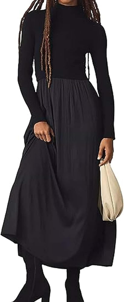 Lauweion Womens Turtleneck Maxi Sweater Dresses Long Sleeve Knit Pullover Jumper Fall Winter Flow... | Amazon (US)