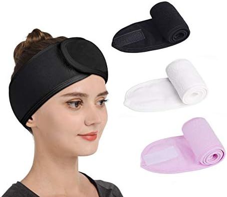 Gnafihz Facial Spa Headband - 3 Pcs Makeup Shower Bath Hair Wrap Sport Headband Adjustable Stretch S | Amazon (US)