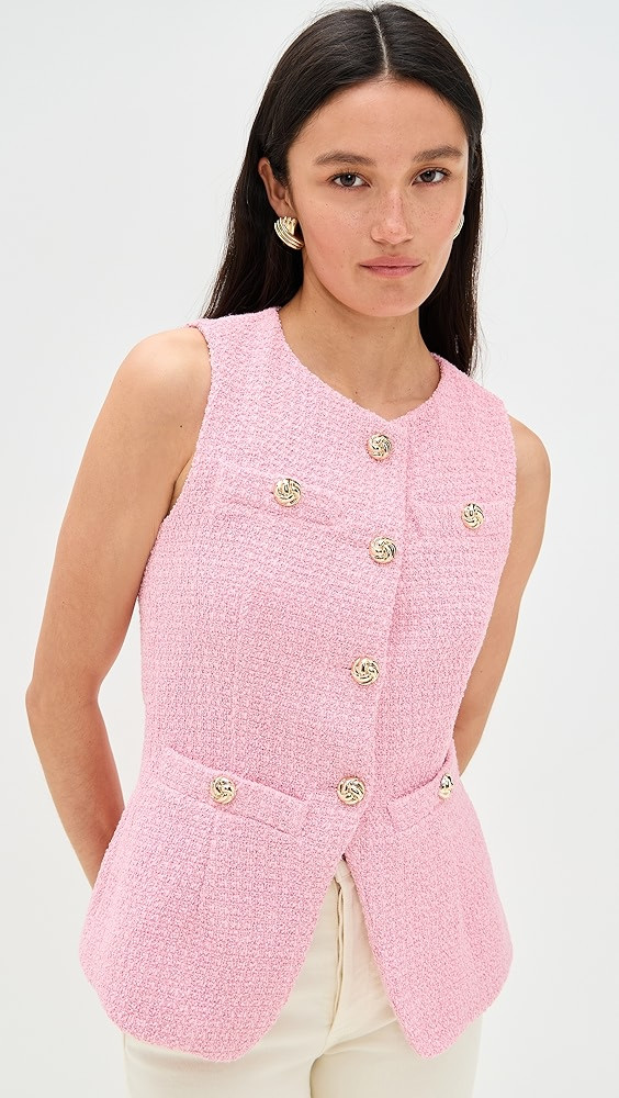 endless rose Tweed Buttoned Long Split Top | Shopbop | Shopbop