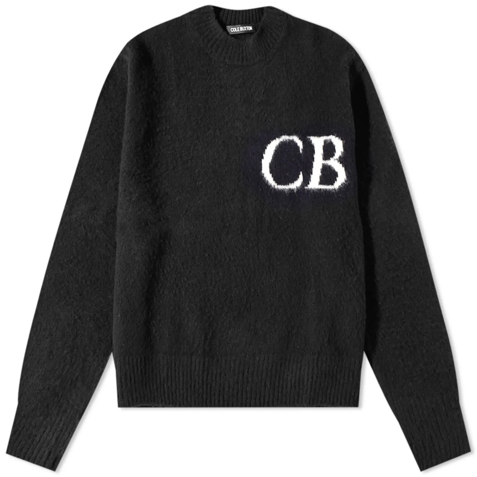 Cole Buxton Intarsia Crew Knit Black & Ecru | END. | End Clothing (UK & IE)