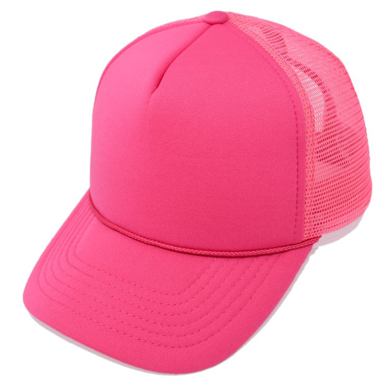 DALIX Trucker Cap Mesh Hat with Solid Colors and Adjustable Strap and Small Braid in Hot Pink | Walmart (US)