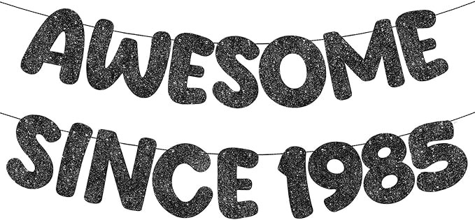 Fulmoon Pre-strung Awesome Since 1985 Banner Glitter Happy 40th Birthday Banner Funny 40th Birthd... | Amazon (US)