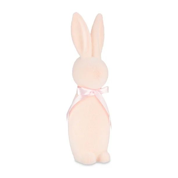 Way to Celebrate 16 in. Pink Flocked Bunny Easter Decoration - Walmart.com | Walmart (US)