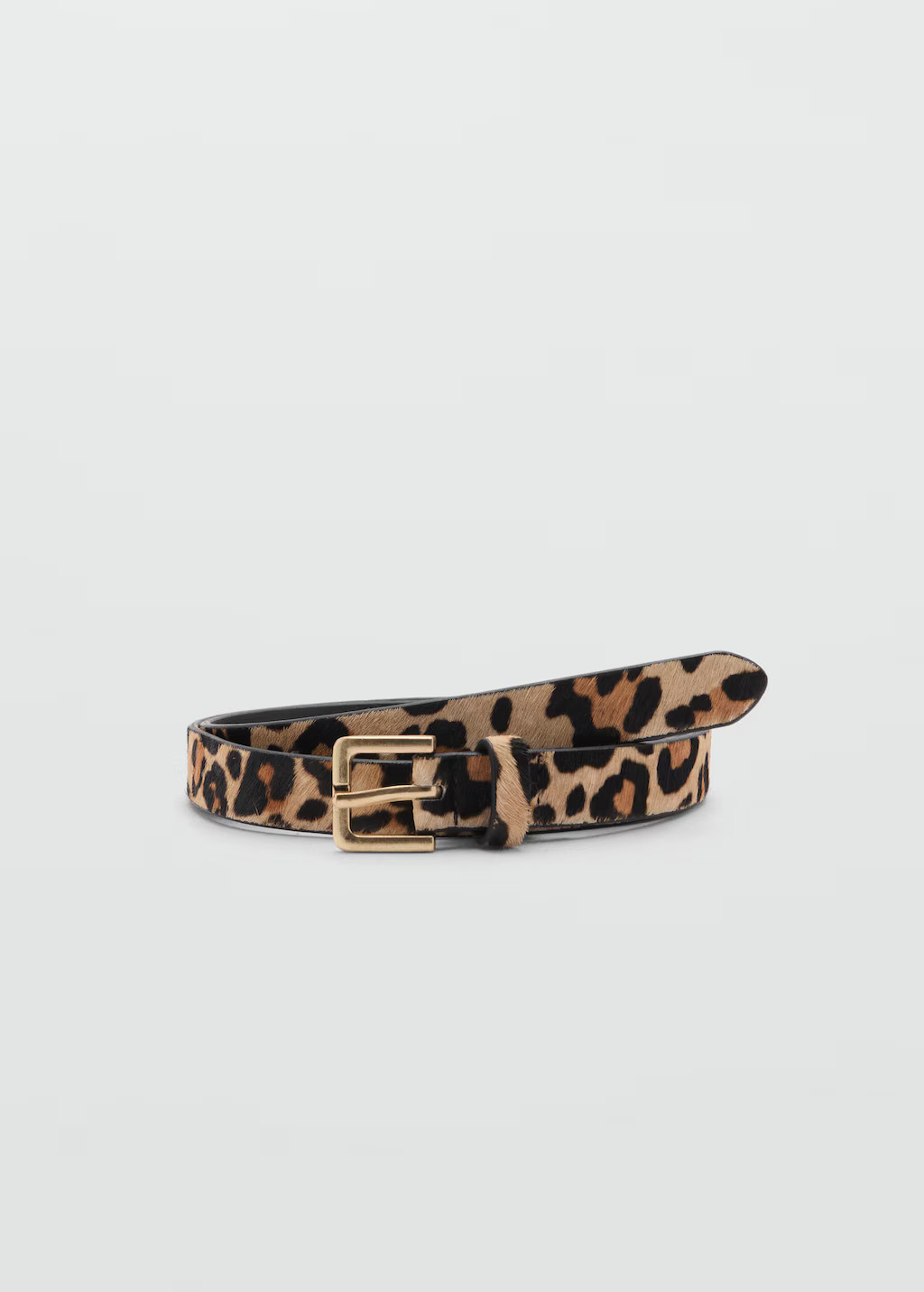 Slim leopard-print leather belt | MANGO (US)