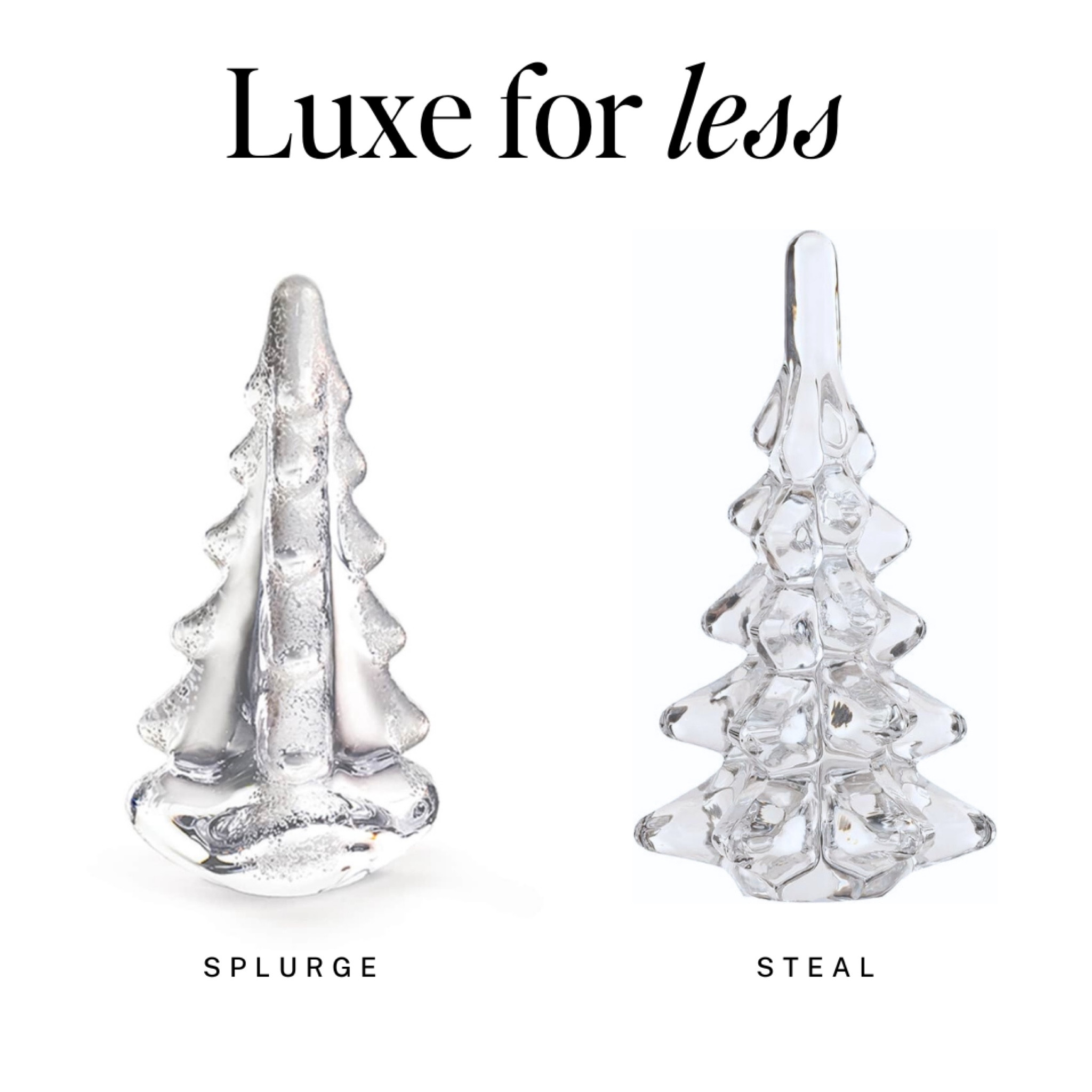 Luxe for Less: Holiday Edition
Love the glass Christmas trees from those luxury stores? Here's a lookalike from Amazon for a steal!

Holiday decor shouldn't cost a fortune. 

Holiday decor, Christmas, tabletop, trees, holiday finds, Target, Serena and Lily, grandmillenial, coastal, rattan, Nieman Marcus 

#LTKSeasonal #LTKHoliday #LTKFindsUnder50