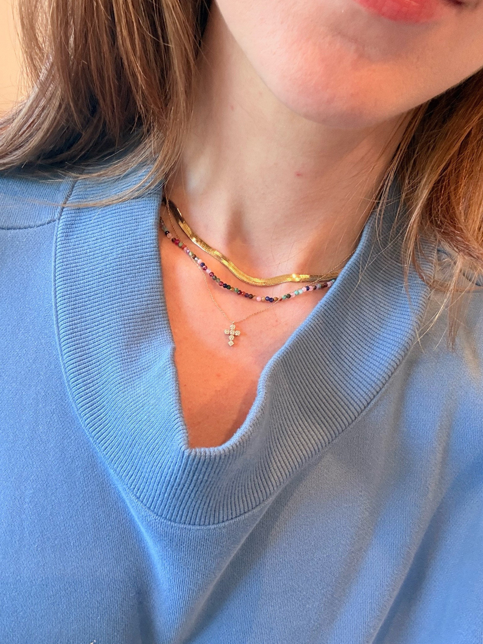 My exact cross necklace and herringbone necklace are sold out so I’m linking similar options. The beaded necklace is exact!!

#LTKgrwm #LTKootd #LTKSeasonal
