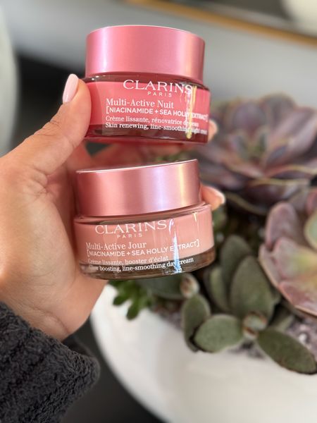 The NEW Clarins Multi Active Day & Night Creams! These are SO good for anti aging benefits and are packed with a ton of key natural ingredients!  Improve Fine lines, the look of pores, radiance and tone of your skin!

#LTKOver40 #LTKBeauty