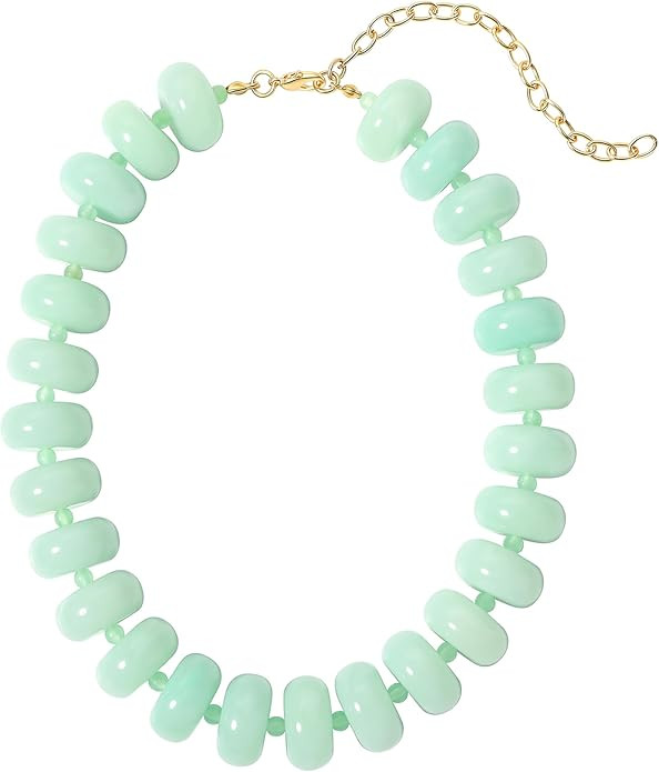 Chunky Bead Necklace for Women,Stone & Oversized Beaded Necklaces,Bold Statement Chain,Large Bead... | Amazon (US)