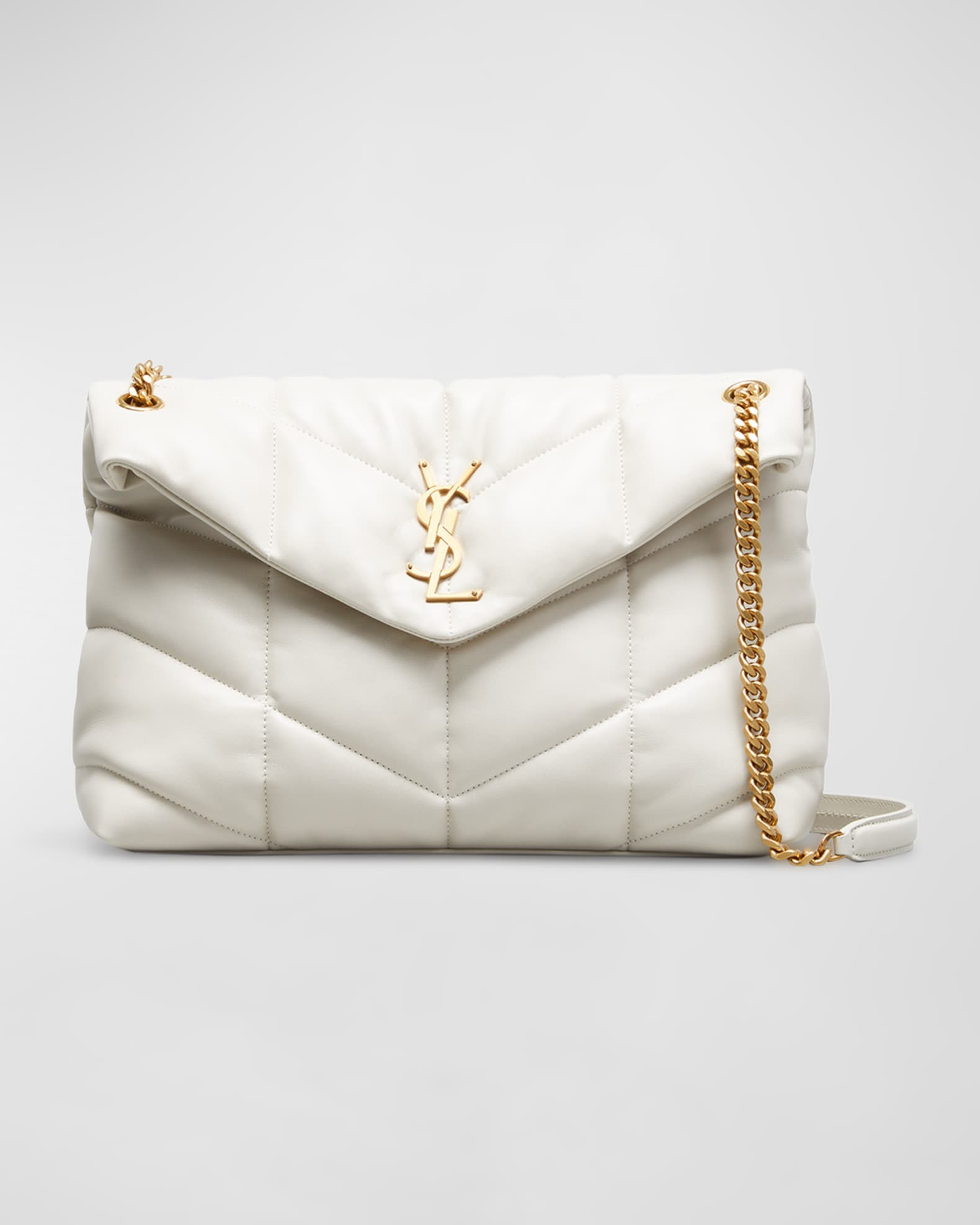 Lou Puffer Medium YSL Shoulder Bag in Quilted Leather | Neiman Marcus