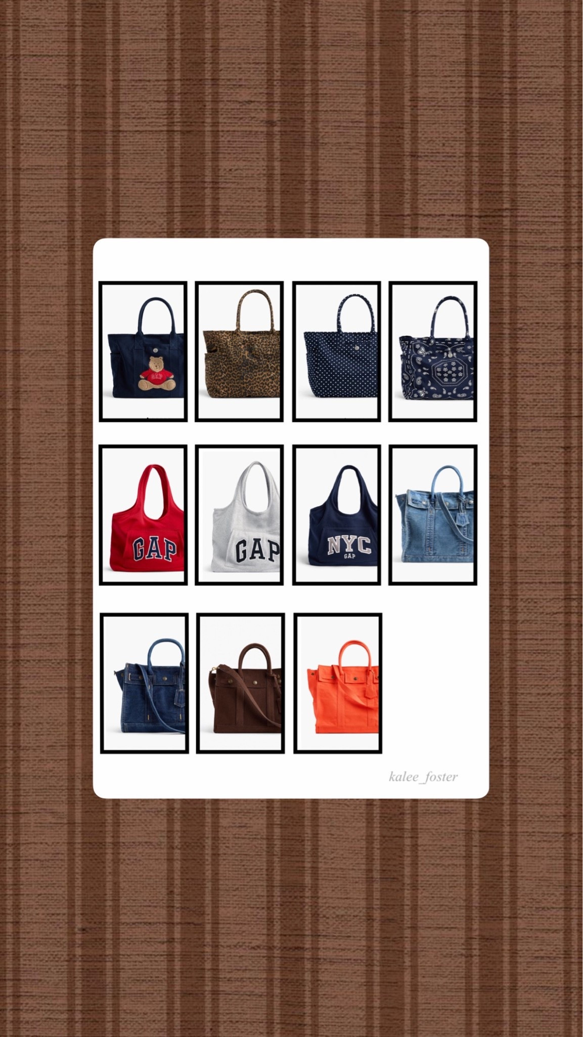 GAP bags. The new edit. These are soooo good you guys. Structure of the large denim bags are incredible, totes are huge, the soft sweatshirt bags are fun to wear sporty chic or to gameday saturdays for the kids. So many great styles! #bags #accessories #gap