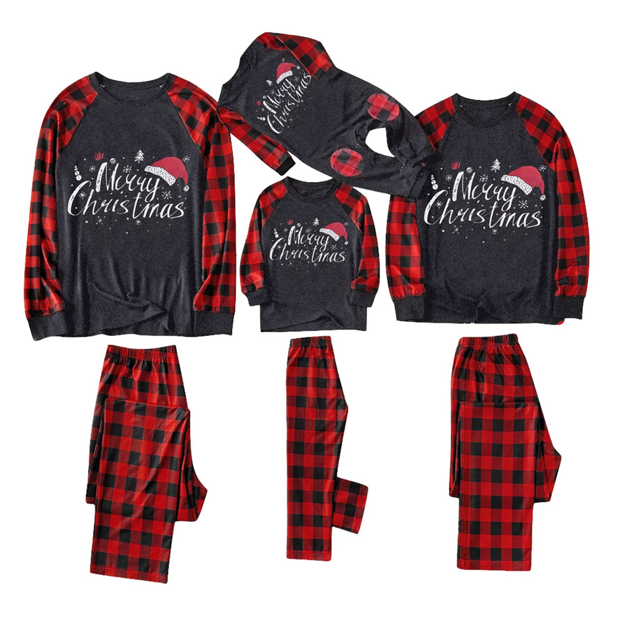 Christmas Family Matching Pajamas Sets, Dad Mom Kid Baby Cartoon Printed Sleepwear Homewear Sets | Walmart (US)
