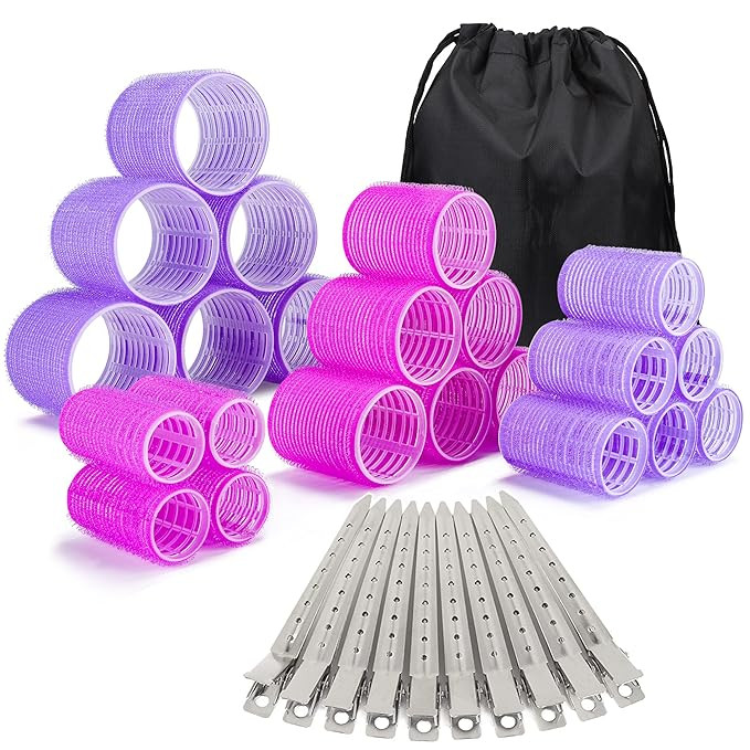 33 Piece Hair Rollers set, Self Grip Hair Rollers for Long Medium Short Hair, ELASO Large Medium ... | Amazon (US)