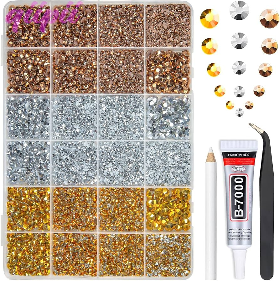 qiipii 2mm-6mm 3 Color Metallic Series Jelly Resin Rhinestones w B7000 Jewelry Glue for Bedazzlin... | Amazon (US)