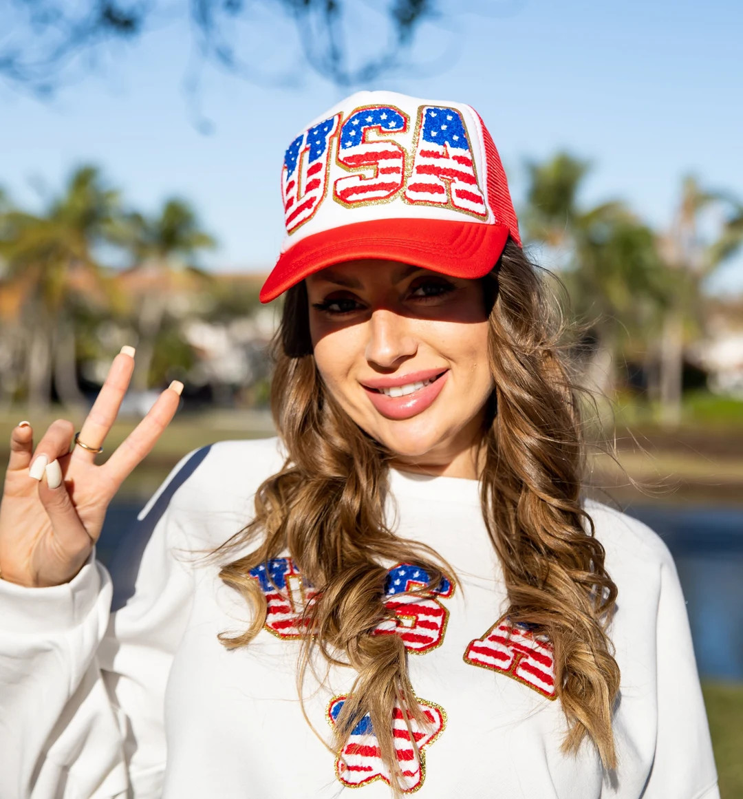 Custom USA Trucker Cap: Patriotic 4th of July Fluffy Patch Hat | Etsy (Global)