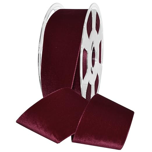 Morex Ribbon Nylvalour Velvet Ribbon, Nylon, 2 inches by 11 Yards, Wine, Item 01250/10-424, 2" by... | Amazon (US)
