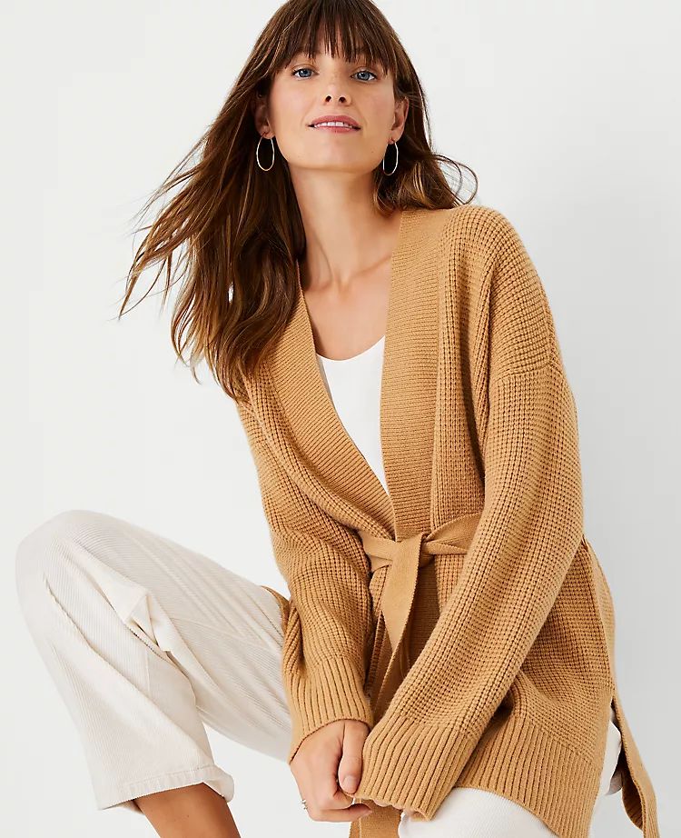Waffle Belted Cardigan | Ann Taylor (US)