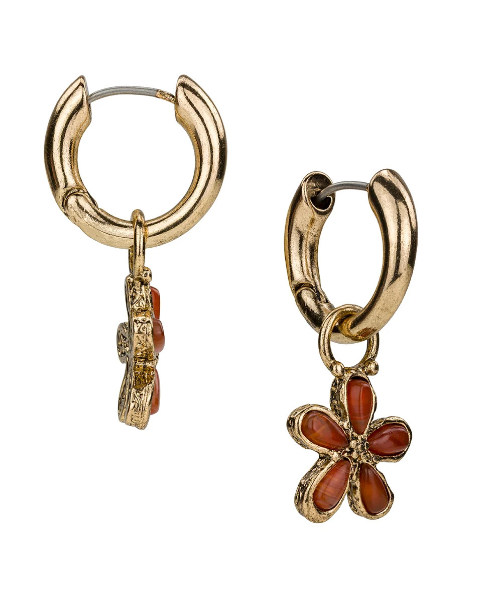 Sunstone Huggie Drop Earrings | Stone Inlay Collection | Antique Gold | Patricia Nash Designs