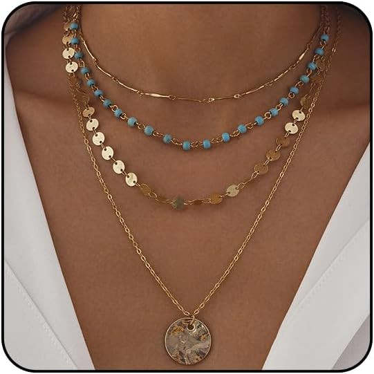 Boho Necklaces for Women Layered Turquoise Beaded Choker Necklace Western Jewelry for Women Sequi... | Amazon (US)
