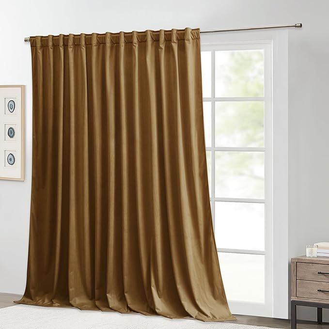 StangH Gold Brown Velvet Curtains 108 inches Long Light Blocking Thermal Insulated Window Panels ... | Amazon (US)