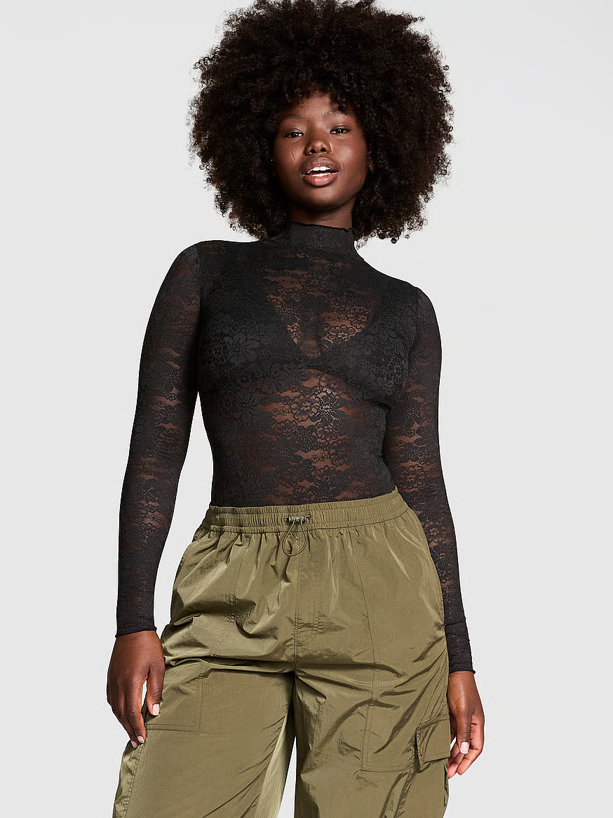 Wink Lace Long-Sleeve Bodysuit | Victoria's Secret (US / CA )
