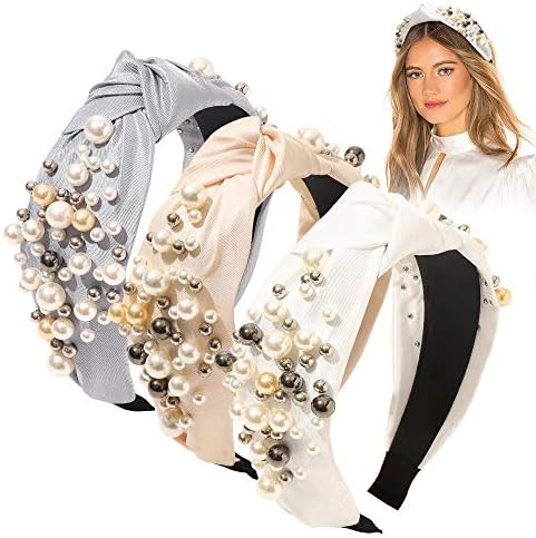 Ivyu Headbands for Women Head Bands - Knotted Pearl Headband Diademas Para Mujer De Moda Hair Acc... | Amazon (US)