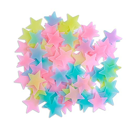AM AMAONM 100 Pcs Colorful Glow in The Dark Luminous Stars Fluorescent Noctilucent Plastic Wall Stic | Amazon (US)
