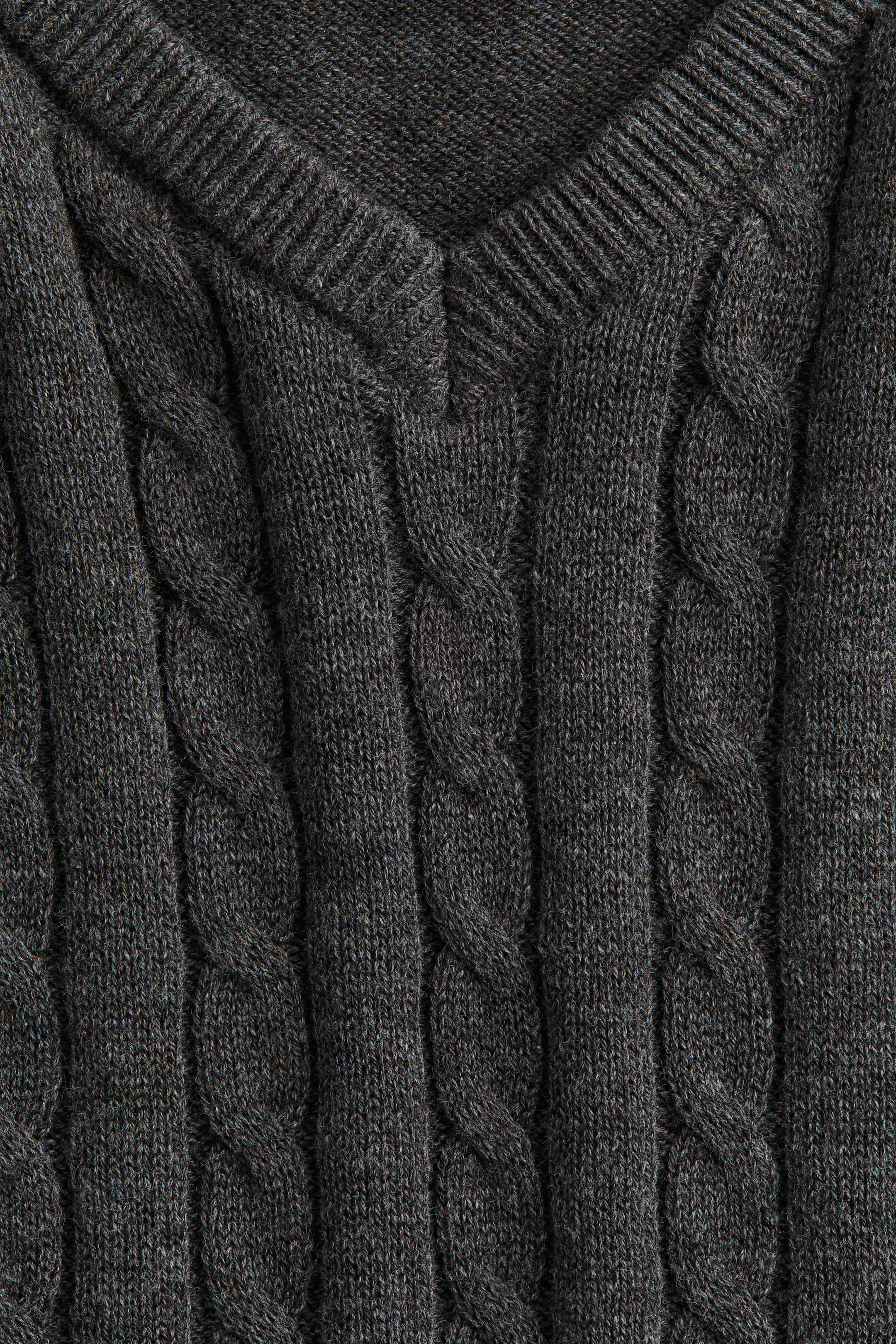 Cable-Knit Sweater Vest - V-neck - Sleeveless - Gray - Kids | H&M US | H&M (US + CA)