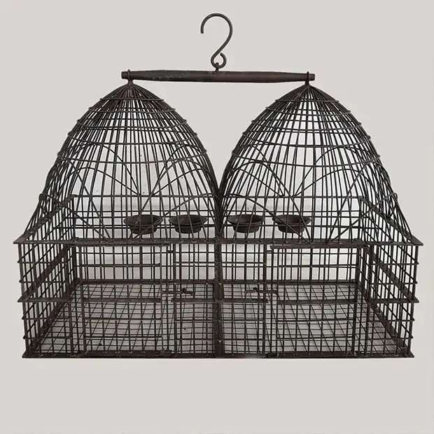 Hanging Double Bird Cage | Antique Farm House