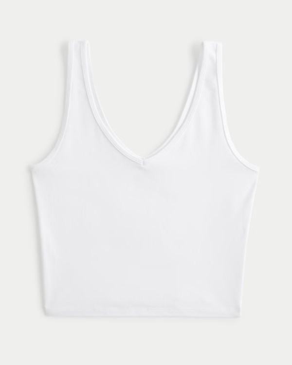 Cotton Curved V-Neck Tank | Hollister (US)