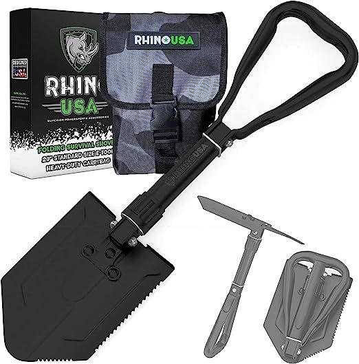 RHINO USA Folding Survival Shovel w/Pick - Heavy Duty Carbon Steel Military Style Entrenching Too... | Amazon (US)