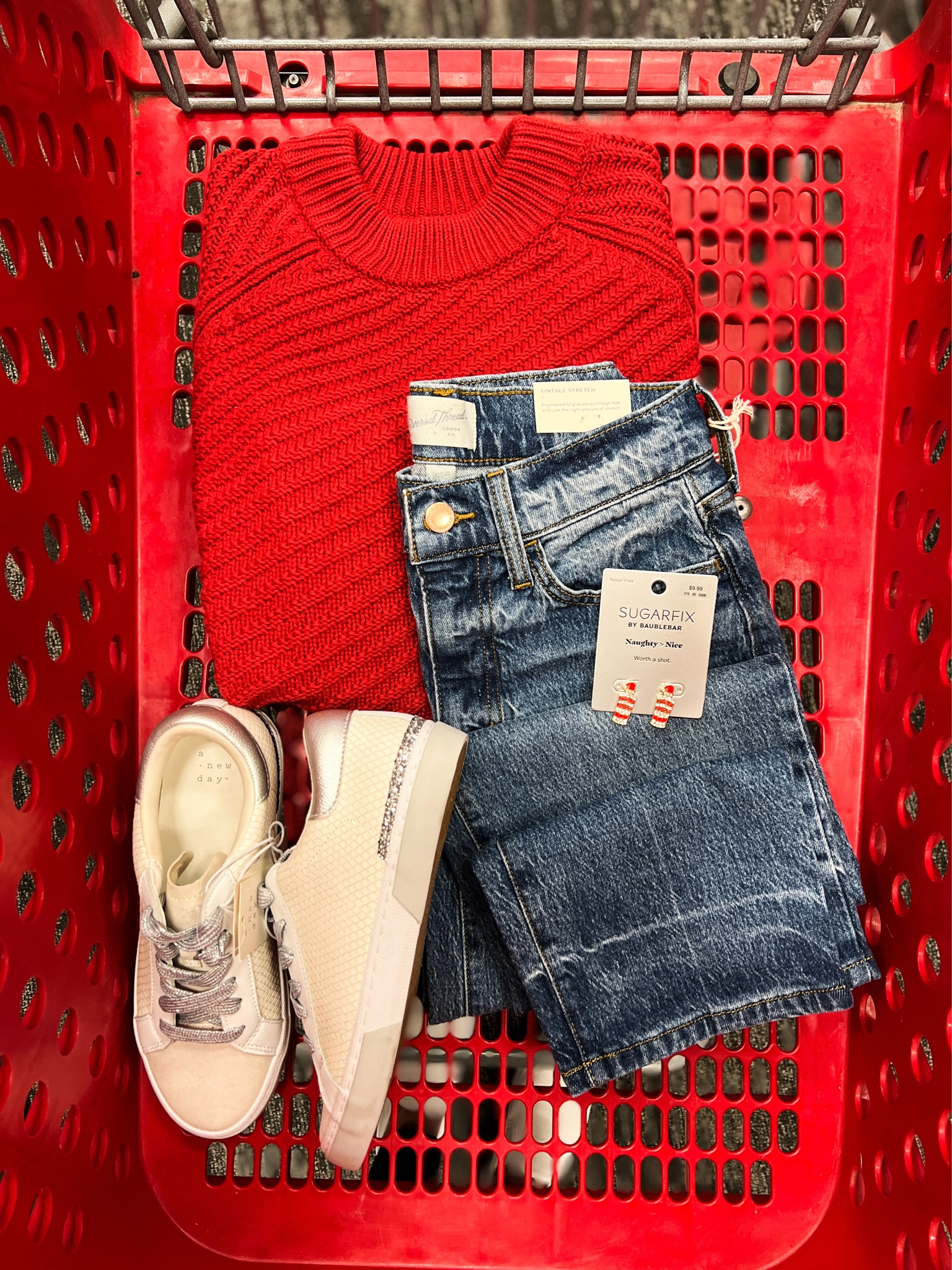 An easy and casual holiday outfit! These earrings are so cute! 🚨 PLUS, this sweater is 30% off right now (ends 11/18). Link in BIO. 

#LTKstyletip #LTKSeasonal #LTKsalealert