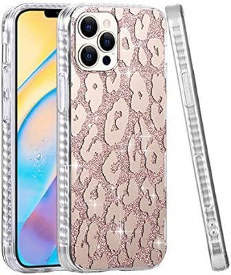 TEAUGHT iPhone 12 Pro Max Case (2020) Leopard Patterns Rose Gold Glitter Sparkle Design for Girls... | Amazon (US)