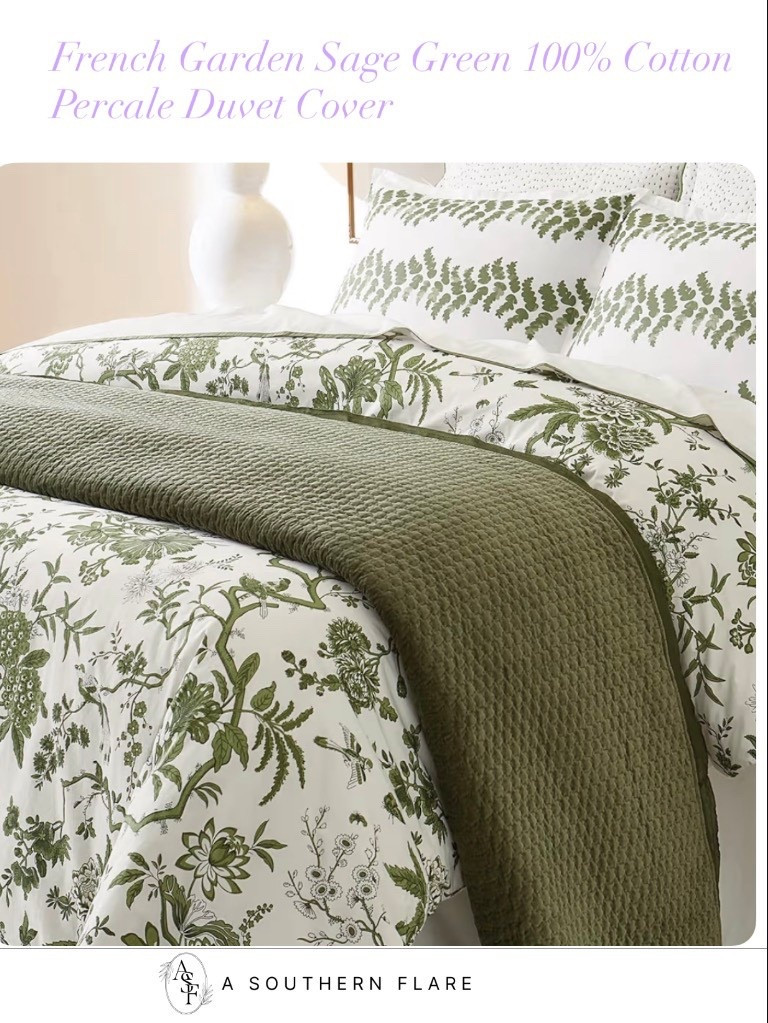 French Garden Sage Green 100% Cotton
Percale Duvet Cover

#LTKHome #LTKFindsUnder100 #LTKOver40