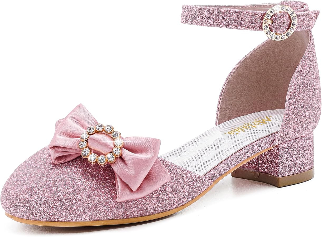 Girls Dress Shoes Princess Closed Toe Chunky Kids High Heels Girls Pump Ankle Strap Wedding Party... | Amazon (US)