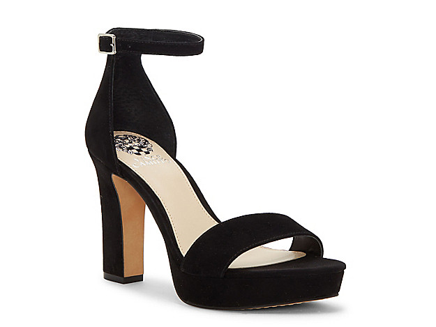 Vince Camuto Sathina Platform Sandal - Women's - Black Suede/Covered Heel | DSW