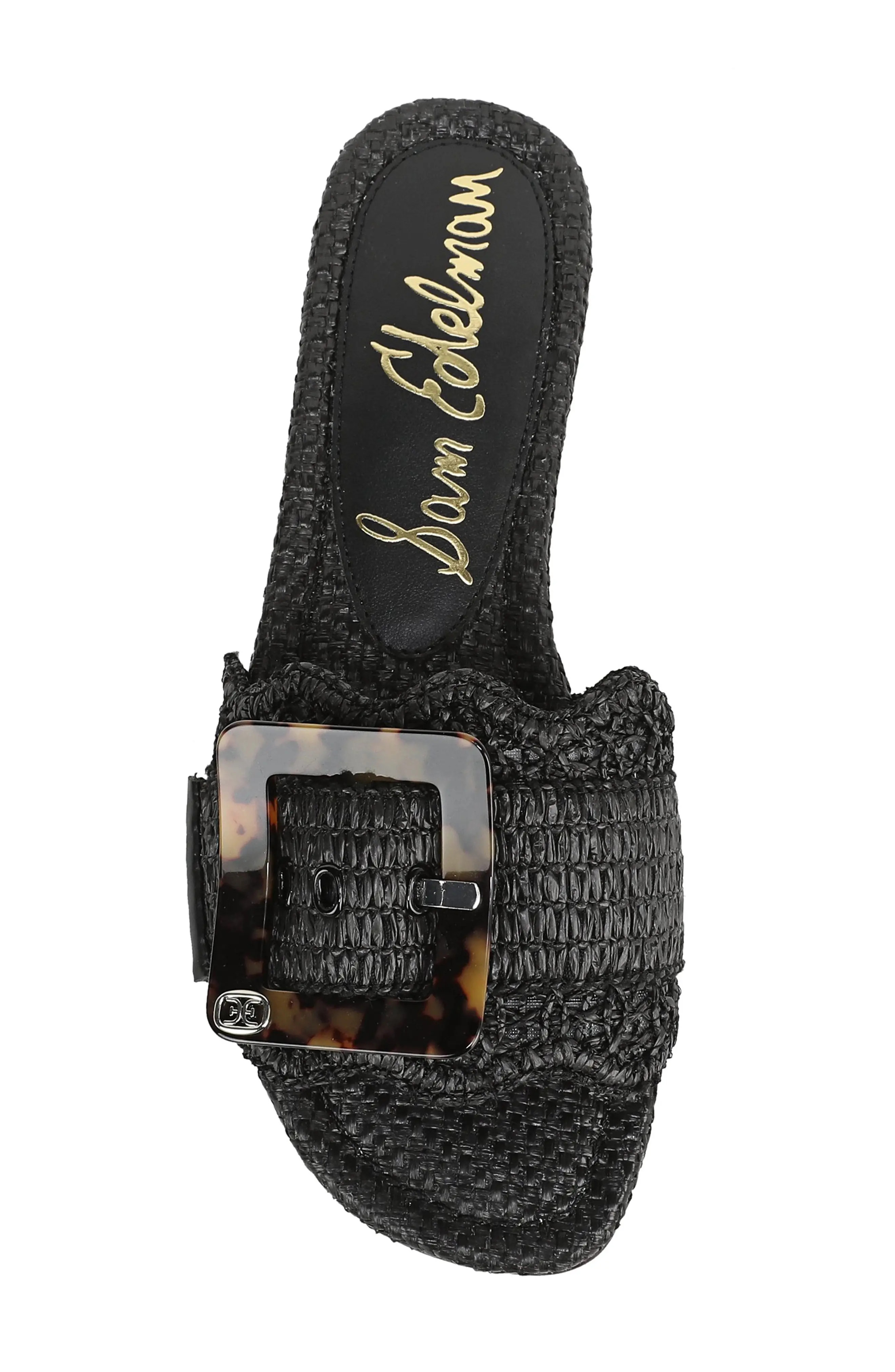 Sam Edelman Bambi Raffia Buckle Slide Sandal in Black at Nordstrom Rack, Size 5 | Nordstrom Rack