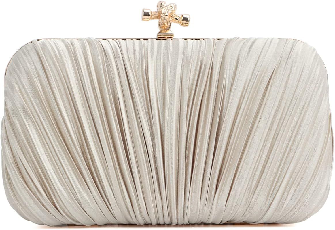 Freie Liebe Clutch Purses for Women Evening Bag Pleated Clutch Bag with Chain for Wedding Party | Amazon (US)