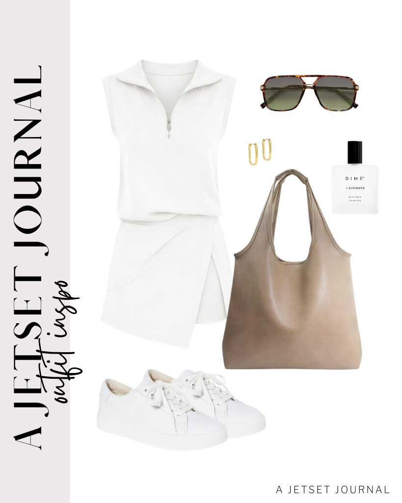 This white tennis outfit can be effortlessly styled with Sam Edelman sneakers and a leather tote bag. For this look, you can wear geometric rectangle hoop earrings.

#LTKSeasonal #LTKSaleAlert #LTKTravel
 

 